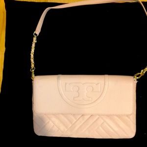 Tory Burch light pink clutch